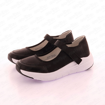 Туфли Barbaris школьные на липучке с контрастной белой подошвой черные - фото 360