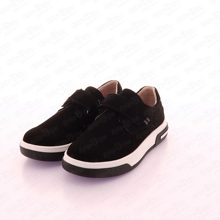 Туфли школьные TIBURON на липучке с сегментированным рисунком черные - фото 360