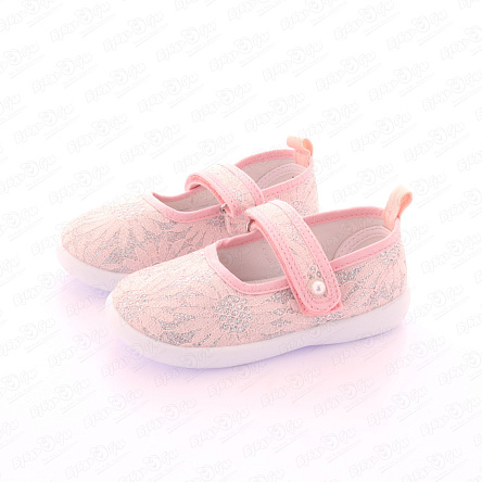 Туфли Pasito блестящие с кружевным узором на липучке розовые - фото 360