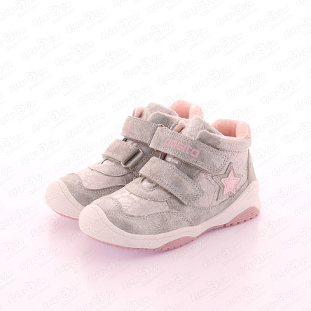 Ботинки Pasito утепленные на липучке с молодежным принтом и звездой серебряные - фото 360