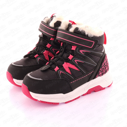 Сапоги Pasito зимние на липучке и шнуровке с фиксатором с меховой отделкой черные - фото 360