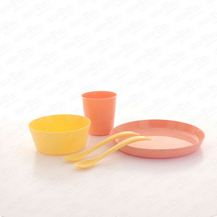 Набор посуды lalababy follow me 5предметов персиковый - фото 360