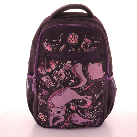 Рюкзак JUNGER с фантазийным принтом Фиолетовый кот для старших и средних классов - фото 360