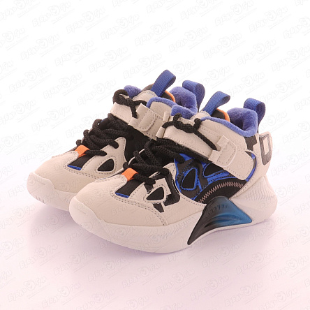 Ботинки Pasito утепленные с цветными черно-синими вставками белые  - фото 360