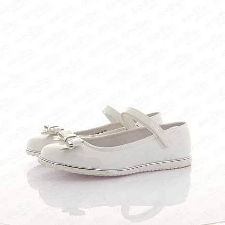 Туфли Barbaris на липучке с серебряной полоской и бантиком белые - фото 360