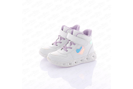 Ботинки Pasito с фиолетовыми шнурками подошва с огоньками белые - фото 360