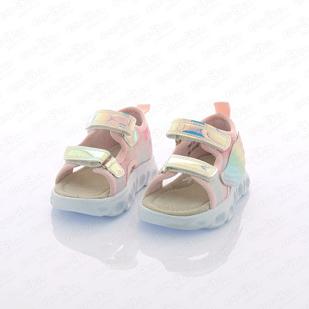 Сандалии Pasito на липучке с декоративными крылышками по бокам розовые - фото 360