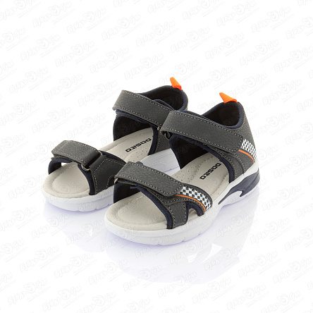 Сандалии Pasito с оранжевыми вставками с принтом шашки синие  - фото 360