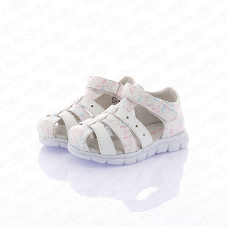 Сандалии Pasito принт разноцветные бабочки белые - фото 360