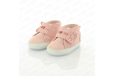 Пинетки Pasito текстильные с белой вставкой с бантиком розовые  - фото 360