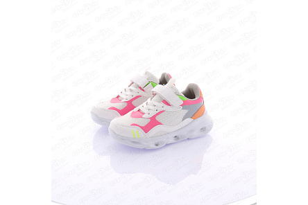 Кроссовки Pasito подошва с огоньками с разноцветными вставками с липучкой белые  - фото 360