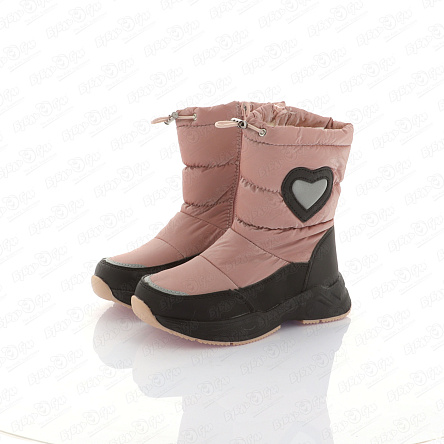 Сапоги Pasito с декором черно-белое сердце розовые - фото 360