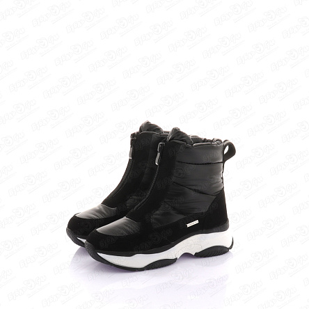 Сапоги сноубутсы Barbaris утепленные на молнии спереди с черно-белой подошвой черные - фото 360