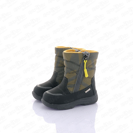 Сапоги Pasito утепленные в желтую точку с молнией серые - фото 360