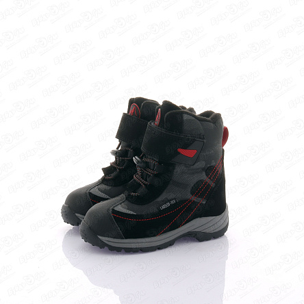 Сапоги Pasito утепленные с красными элементами черные - фото 360