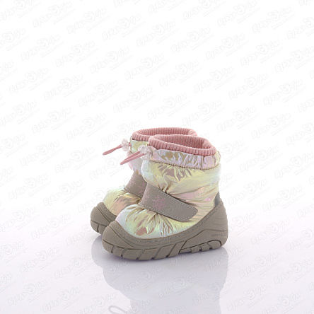 Сапоги сноубутсы Pasito утепленные на липучке с рисунком снежинки серебряно-розовые - фото 360