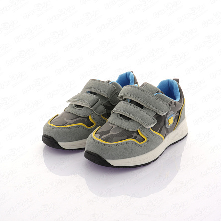 Кроссовки Pasito с принтом камуфляж с желто-голубыми вставками серые - фото 360