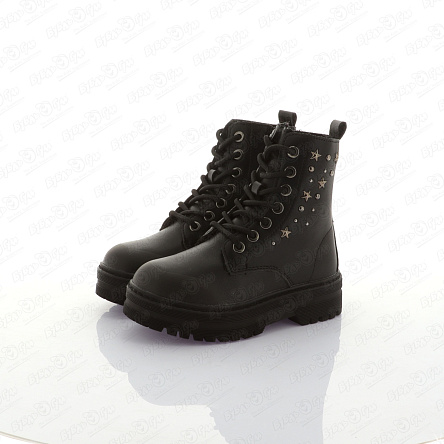 Ботинки Pasito утепленные на шнуровке и молнии с металлическим декором черные - фото 360