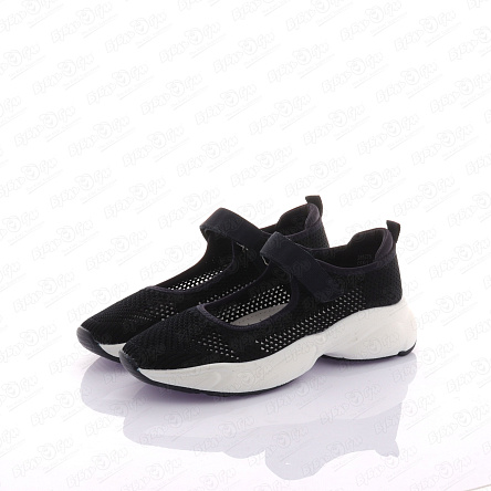 Туфли Barbaris школьные с перфорацией на липучке темно-синие - фото 360