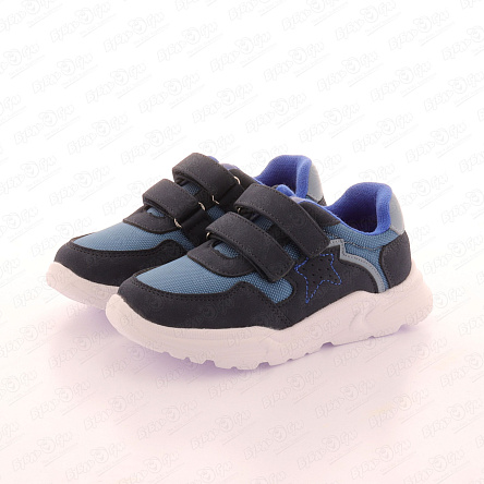 Кроссовки Pasito на двойной липучке с вышивкой звезды синие - фото 360