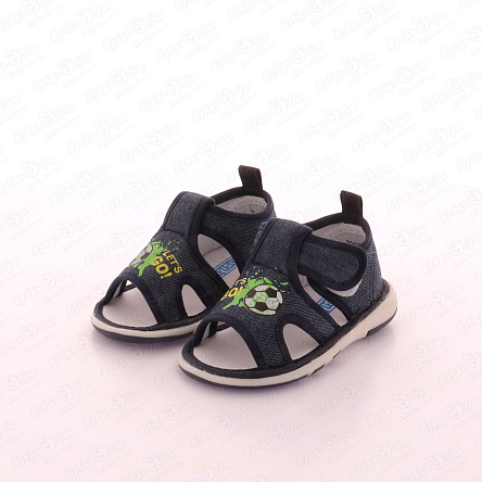 Сандалии Pasito Lets go с рисунком футбольный мяч синие - фото 360