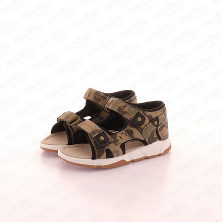 Сандалии Pasito принт камуфляж с декоративными кнопками черно-зеленые - фото 360