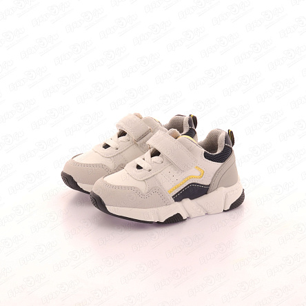 Полуботинки Pasito на липучке с желтыми элементами светло-серые - фото 360