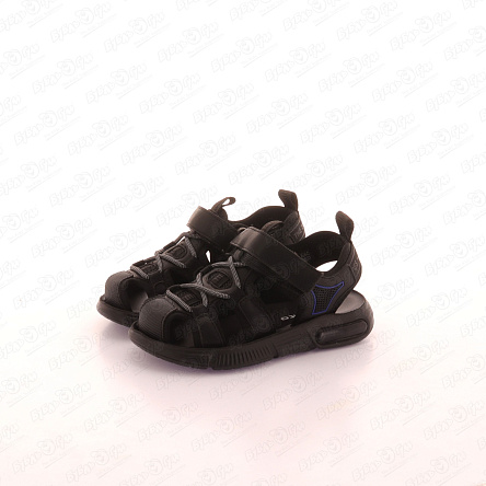 Сандалии Pasito на липучке массивная подошва с рельефным декором черные - фото 360