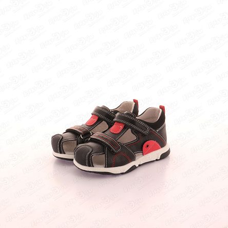 Сандалии Pasito с красными вставками и декором строчка черные - фото 360