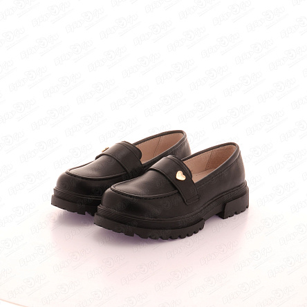 Туфли Barbaris лоферы с сердечком на платформе черные - фото 360