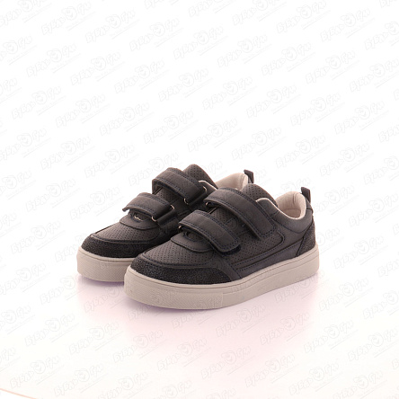 Туфли TIBURON школьные с двумя липучками и белой подошвой темно-синие - фото 360