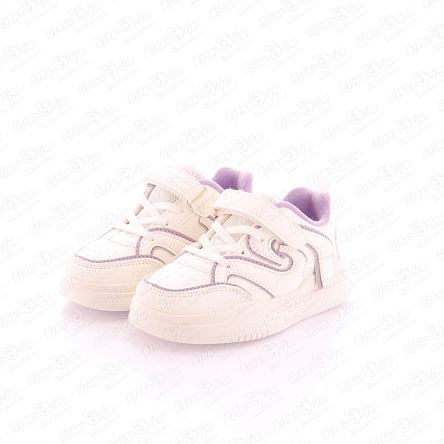 Кроссовки Pasito с акцентными фиолетовыми линиями белые - фото 360