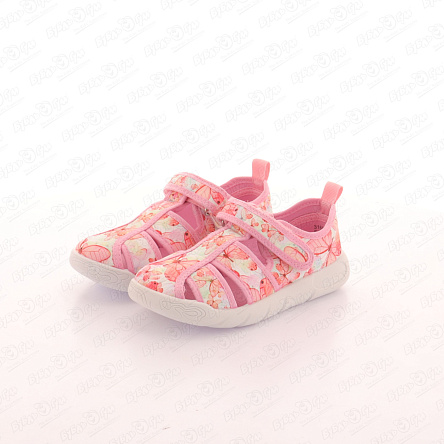 Сандалии Pasito ясельные на липучке с принтом воздушные бабочки в бело-розовых тонах  - фото 360