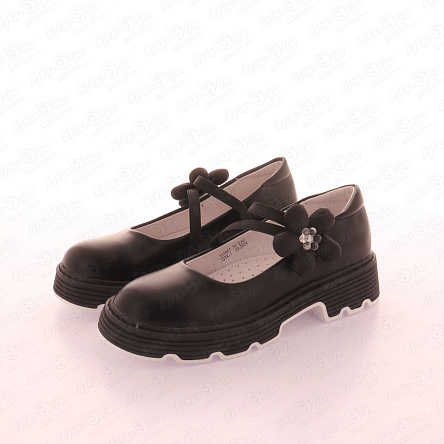 Туфли Barbaris с фигурной подошвой и объемным цветком черные - фото 360