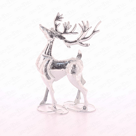 Фигура декоративная Олень серебристая металлическая 30см - фото 360