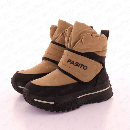 Сапоги Pasito на липучке с объемной рельефной подошвой бежевые - фото 360