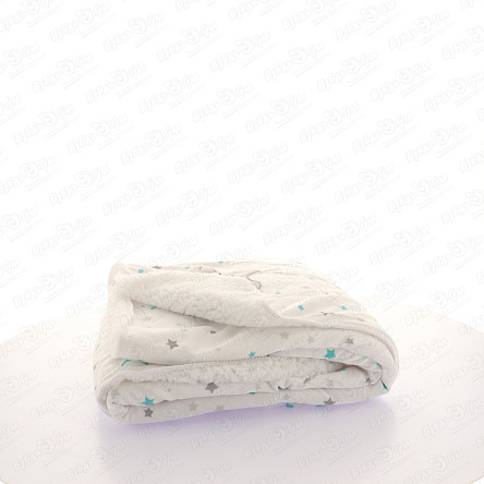 Плед флисовый I love you to the moon бело-голубой 75х100см  - фото 360