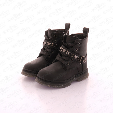 Ботинки Pasito утепленные на шнуровке и молнии с декоративными металлическими деталями черные - фото 360