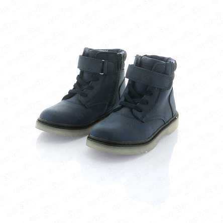 Ботинки Pasito утепленные на липучке со шнуровкой с прозрачной подошвой синие - фото 360