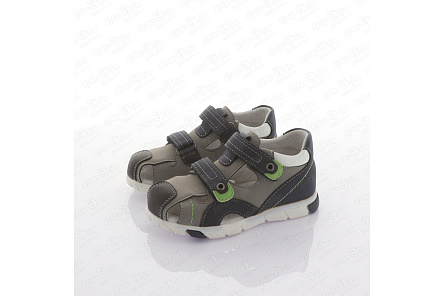 Сандалии Pasito серо-синие с зелеными вставками  - фото 360