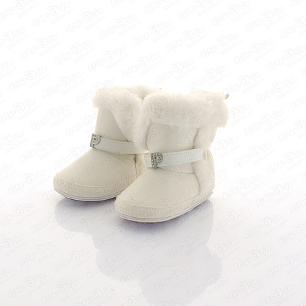 Пинетки Pasito белые с украшением на ремне - фото 360