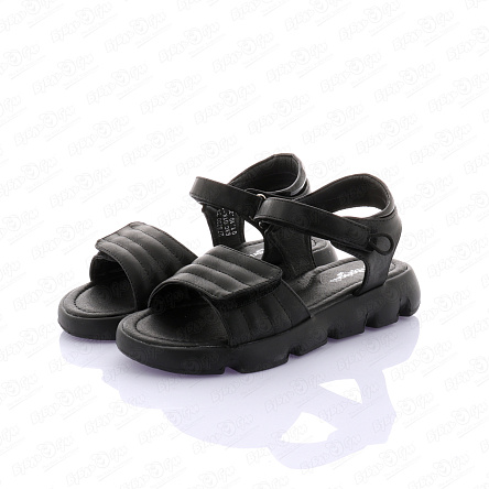 Сандалии Barbaris на липучке с широкими полосками черные - фото 360