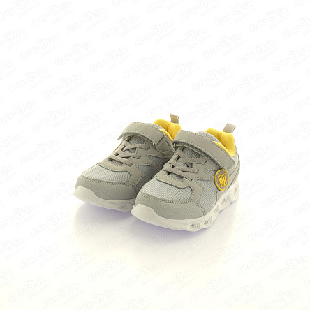 Кроссовки Pasito с желтыми вставками и подошвой с огоньками серые - фото 360