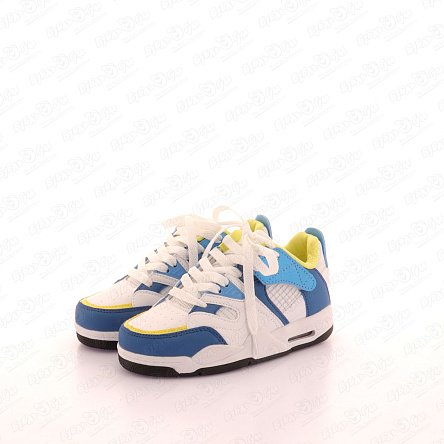 Полуботинки TIBURON с крупной декоративной сеткой с желто-голубыми элементами белые - фото 360