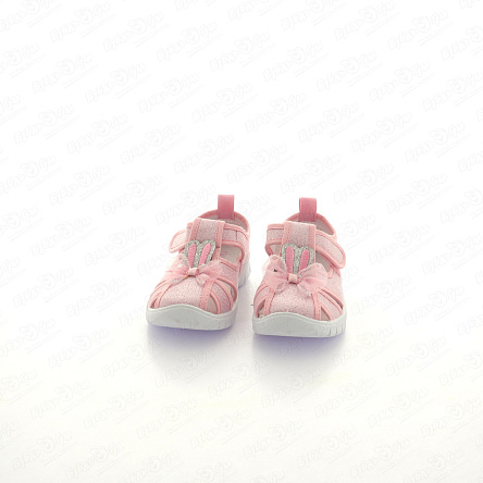 Сандалии Pasito на липучке с декоративным бантиком розовые - фото 360