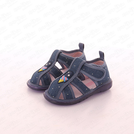 Сандалии Pasito с наклейкой мороженое со стразами подошва с огоньками джинсовые - фото 360