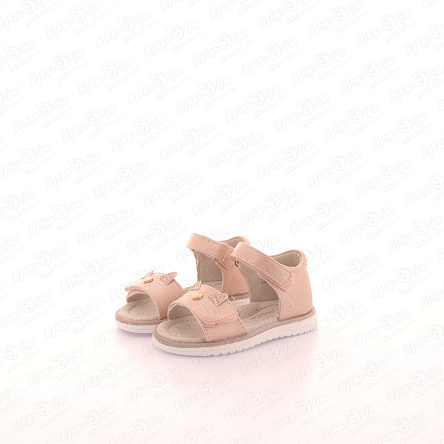 Сандалии Pasito на липучке с декором котенок перламутрово-розовые - фото 360