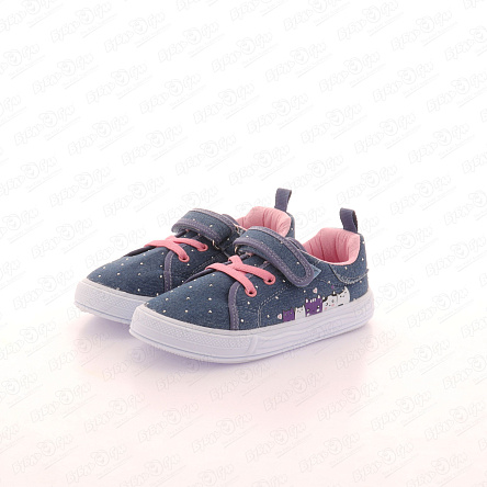 Кеды Pasito с изображением котиков со стразами джинсовые - фото 360