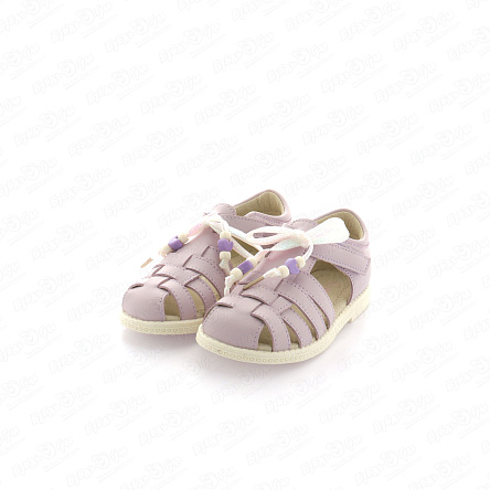 Сандалии Pasito на липучке с декоративным шнурком сиреневые - фото 360