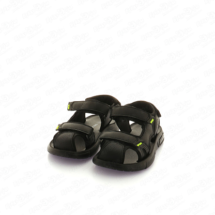 Сандалии TIBURON с салатовой надписью Sport на липучках черные - фото 360